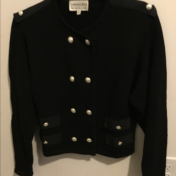 Vintage Black Knit Jacket, by LAWRENCE RICH | SEYMOUR LEVY Size S - Picture 2 of 3